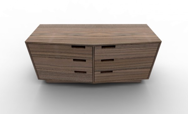 Contemporary / modern walnut dresser with 6 drawers