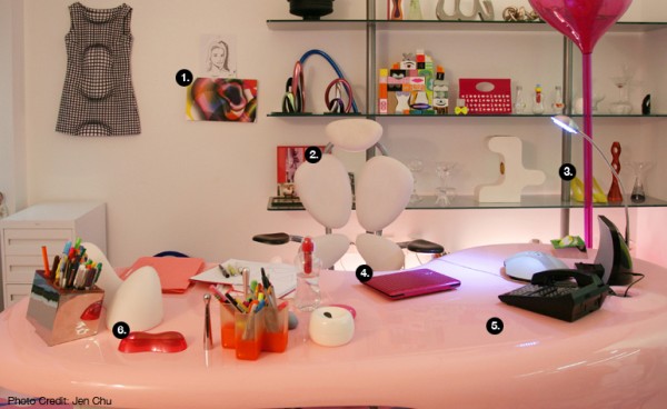 karim rashid desk 600x368 A peek at Karim Rashids Desk