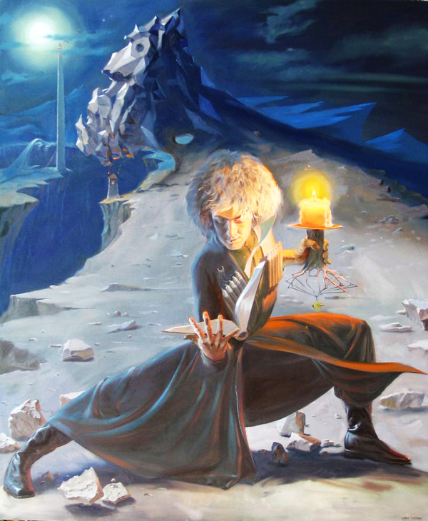 Night reader pic on Design You Trust Night reader Chechnyan Surreal artist zamir Yushaev