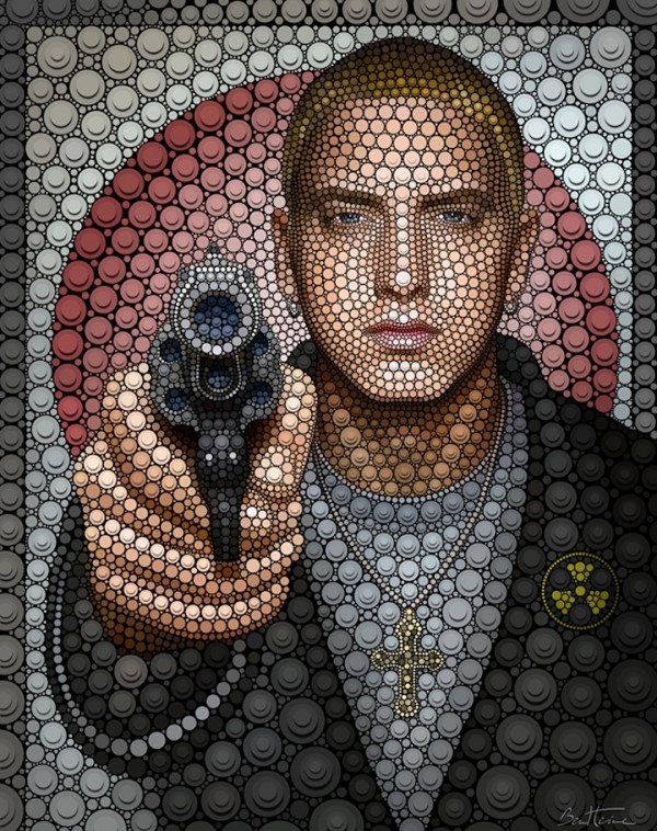 benheine4 600x758 Celebrity Portraits Made from Thousands of Circles 