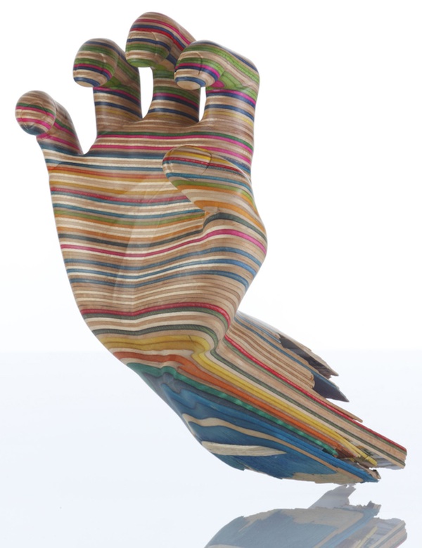 Recycled Skateboard Deck Art Comes to NYC! Haroshi ScreamingHand 1 Recycled Skateboard Deck Art Comes to NYC!