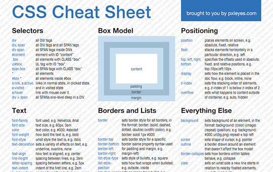cs2a 20 Cheat Sheets for Web Designers