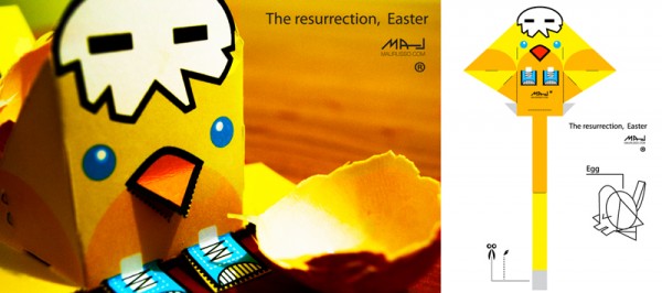 easter papertoy 600x266 The resurrection, Easter papertoy
