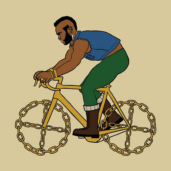 mr t on bike with goal chain wheels Mike Joos – Superheroes on Bicycles