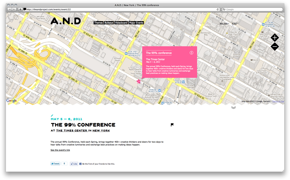 ss2 Interactive guide A.N.D – Best events in the design industry on Google map / New York, London, Tokyo, Moscow