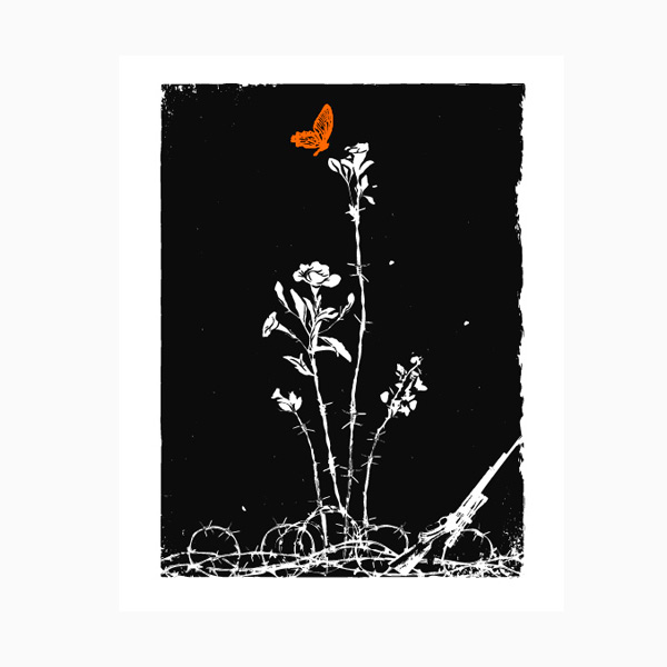 tee design qc60k4lx9 Barbed Flower   Concrete Rocket t shirt