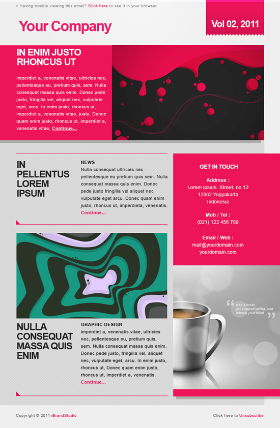 elegant newsletter style 1 pic on Design You Trust elegant newsletter style 1 Free Elegant Pink Newsletter Template (PSD)