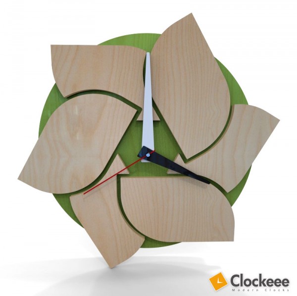 modern clocks plywood flower clock green front view 600x598 pic on Design You Trust modern clocks plywood flower clock green front view 600x598 Modern wall clocks by Clockeee