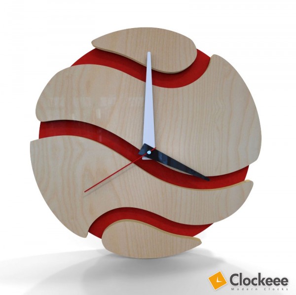 modern clocks plywood heat clock red front view 600x598 pic on Design You Trust modern clocks plywood heat clock red front view 600x598 Modern wall clocks by Clockeee