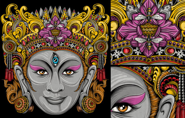 Balinese 4 pic on Design You Trust Balinese 4 Balinese Mask Illustrations by: Pale Horse