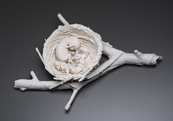 Disturbing porcelain sculptures about the union between man and nature by Kate D. MacDowell Kate MacDowell 111 550x384 Disturbing porcelain sculptures about the union between man and nature by Kate D. MacDowell