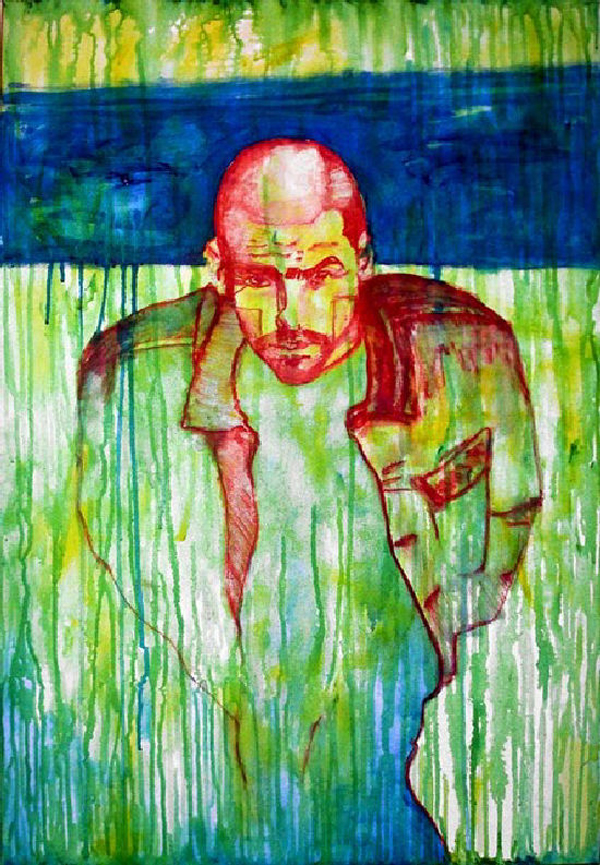 Mec sur vert et bleu Reflections and explorations in art by Alvaro Marinho