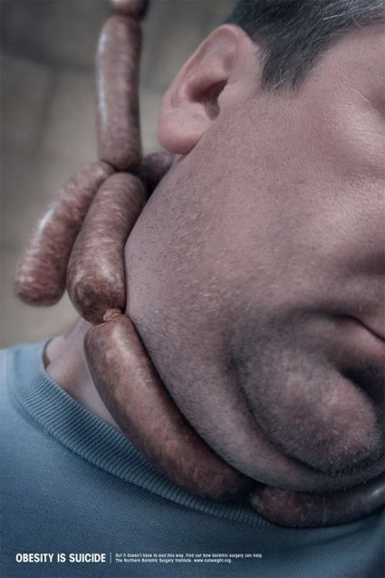 fat hang ad Think worthy advertising