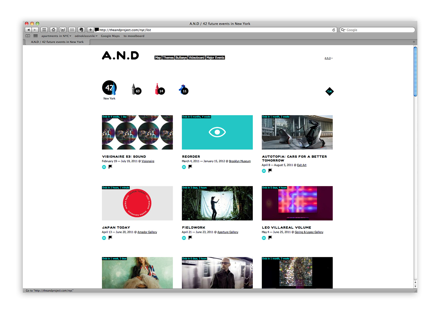 list pic on Design You Trust list Interactive design guide A.N.D – Best events in the design industry on Google map / New York, London, Tokyo, Moscow