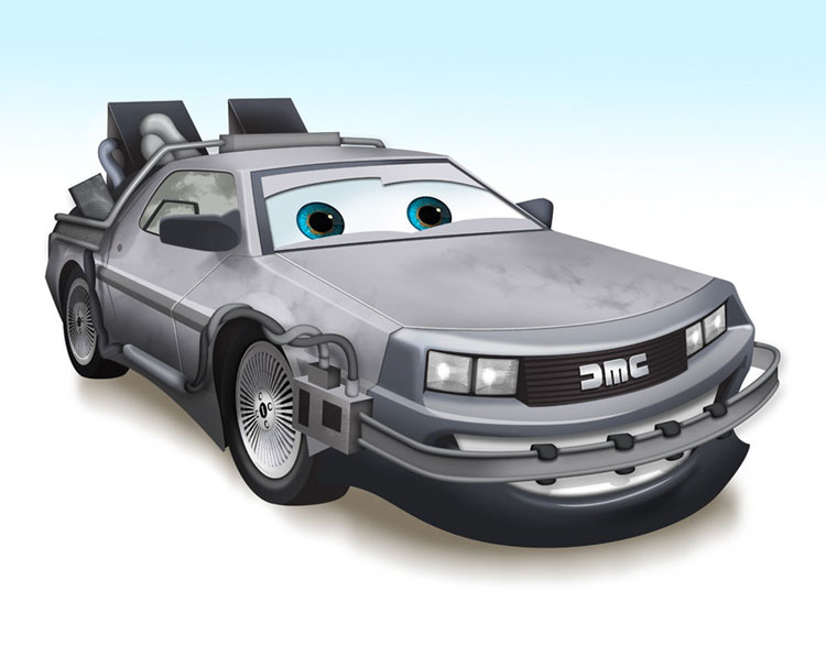 movie cars delorean pixar styled movie cars