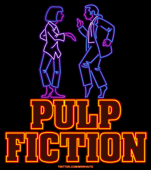 pulp fiction animated movie neon signs