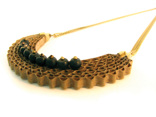 carboard pendants by carton with onyx stones pic on Design You Trust carboard pendants by carton with onyx stones Eco Chicness Cardboard Jewelry by Carton