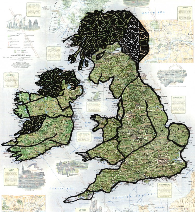 Painting on maps map painting ingrid dabringer 04 750x816 Painting on maps