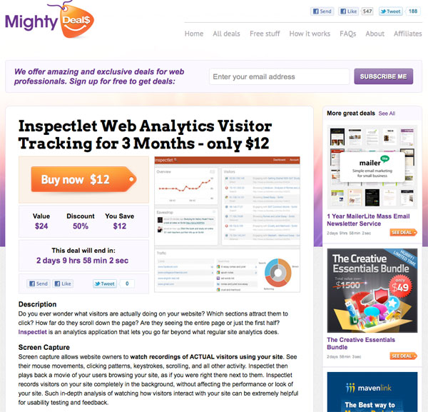 Inspectlet Web Analytics Visitor Tracking for 3 Months only $12 md6 Inspectlet Web Analytics Visitor Tracking for 3 Months only $12