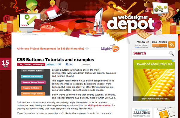 wdd11 CSS Buttons: Tutorials and examples