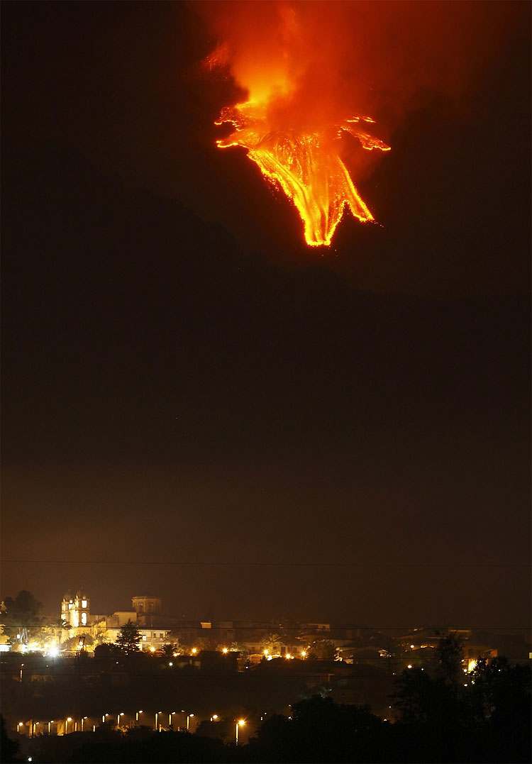 147 Mount Etna Spews Lava High into Sky in Italy