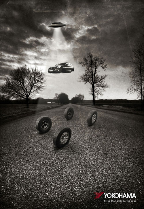 Tires that grip to the road 25 Inspiring Print Ads of 2011 – Amazingly Funny and Clever!!