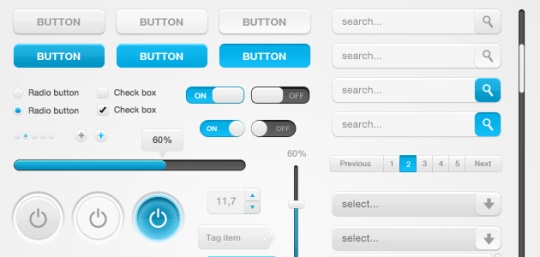 White Blue Web element PSD set 20 Useful Free PSD files and Templates | MachoArts