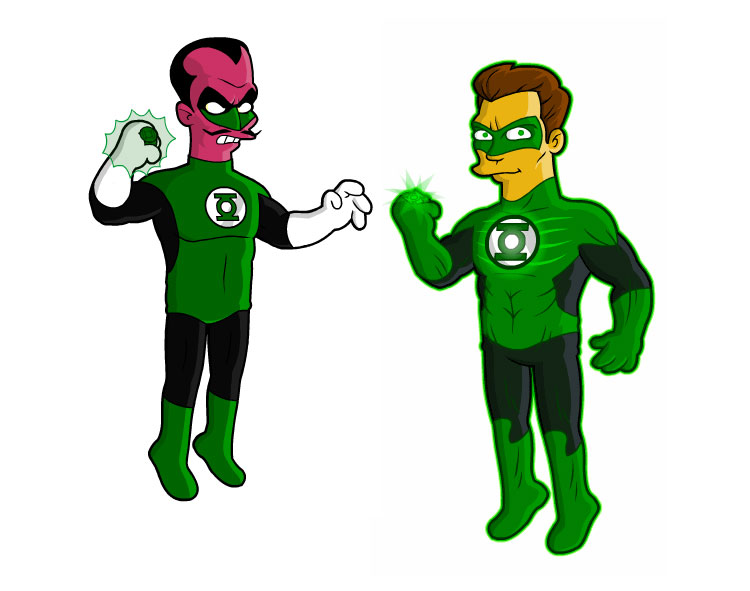 simpsonized green lantern simpsonized superheroes