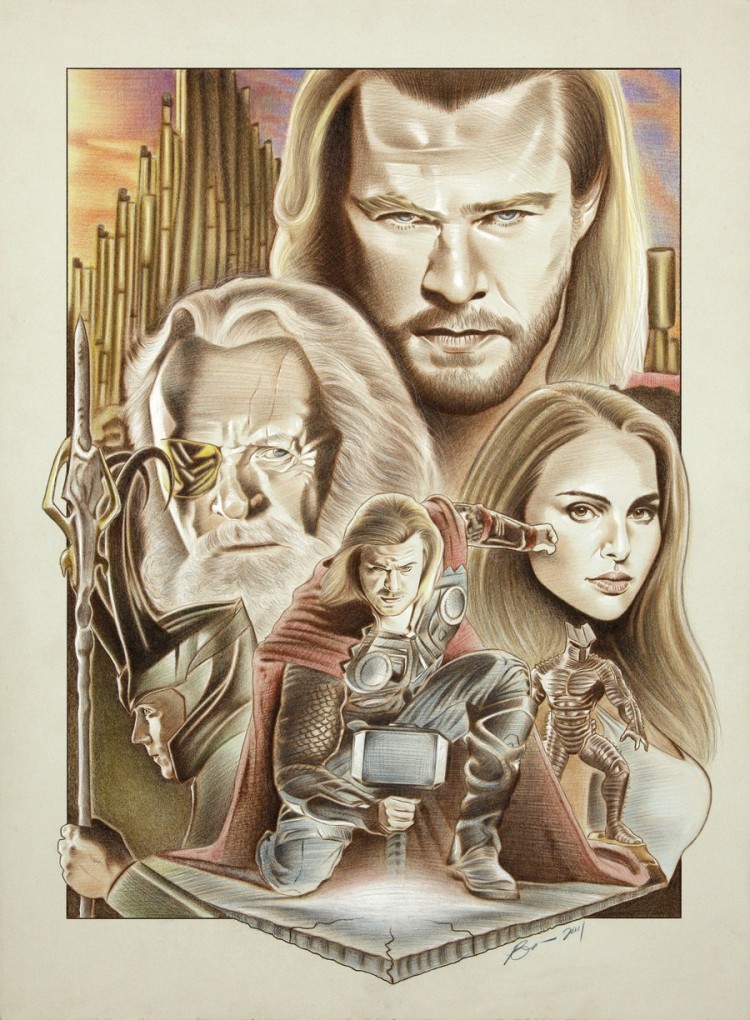 thor by bencurtis d3iph04 750x1020 Movie Poster Sketches by Benjamin Curtis Jones