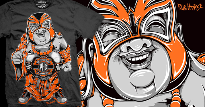 Buddha Libre 2 pic on Design You Trust Buddha Libre 2 New Limited Edition Tee by Pale Horse. Buddha Libre the Heavyweight Champion of the World is Ready to Rumble!