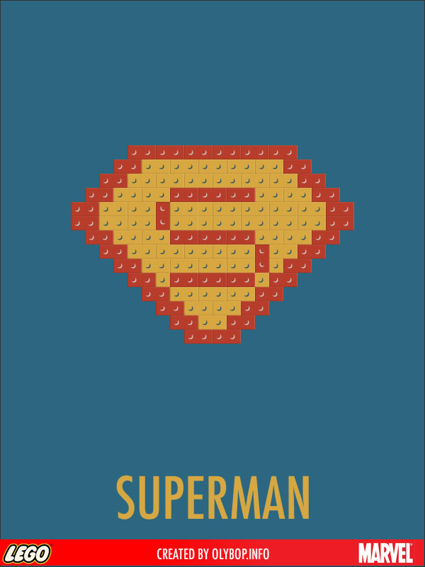 superheros lego superman Super heros minimalist Lego posters
