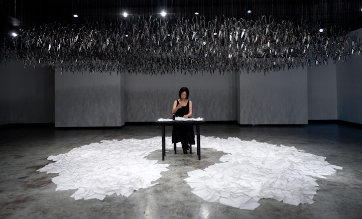  1500 Scissors Shockingly Suspended from the Ceiling 