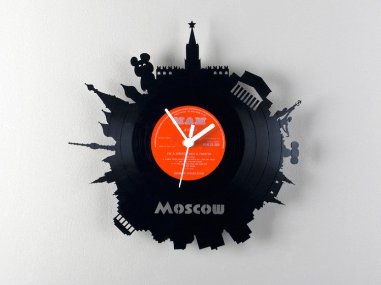 city04 750x562 Vinyl Record City Wall Clocks