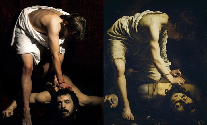 david goliath caravaggio booooooom remake competition re imagined classic art