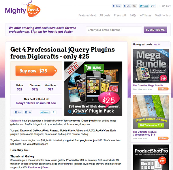 Get 4 Professional jQuery Plugins from Digicrafts only $25 md1 Get 4 Professional jQuery Plugins from Digicrafts only $25