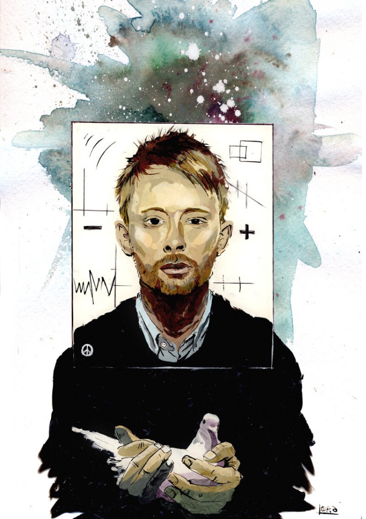 Paintings by Lora Zombie radiohead thom yorke by Lora8 750x1061 Paintings by Lora Zombie