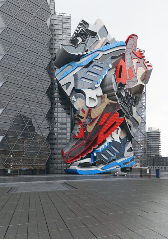 sneaker tectonics 02 Sneaker Tectonics – 3D Sneaker Installation by Christian LaBrooy