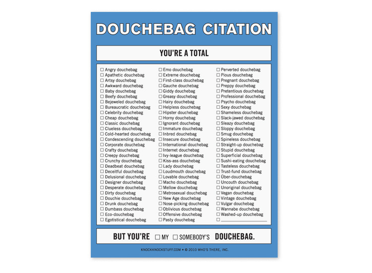 Nifty Notes 12080 DouchebagCitation Flat Nifty Notes