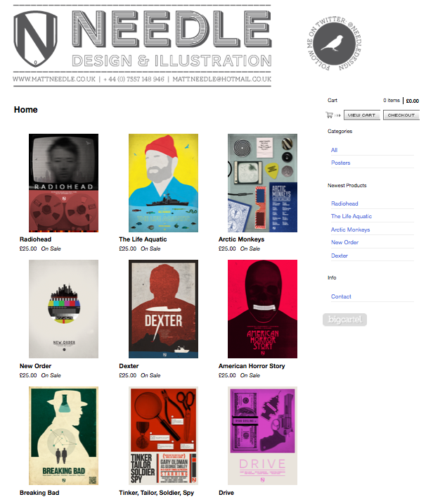 NEEDLE DESIGN STORE @needledesign movie/tv/gig prints 2 for 1 xmas sale.