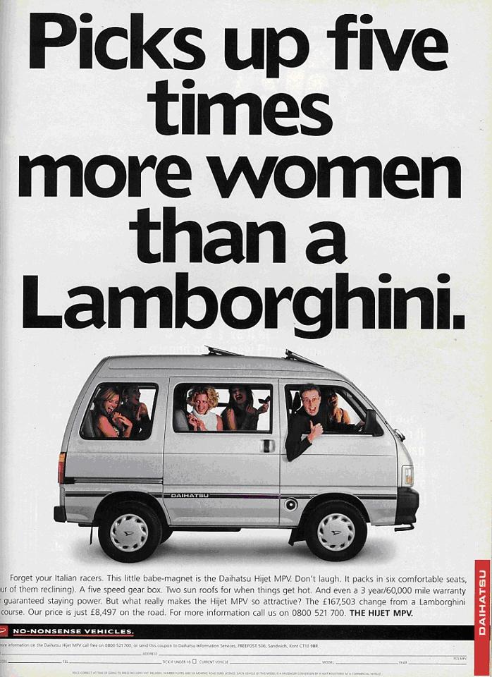 better car pic on Design You Trust better car Retro Daihatsu Advertising Picks up five times more women than a Lamborghini