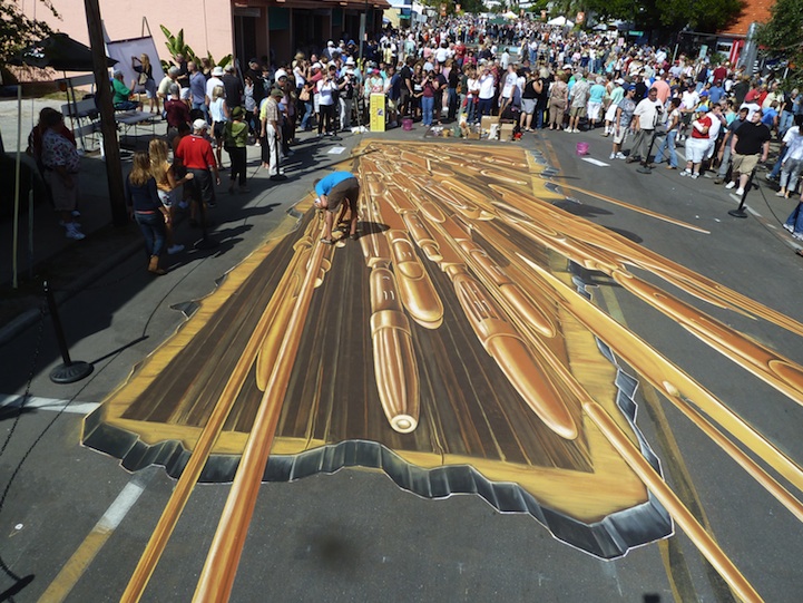 legochalkdrawing06 Incredible Making of the 3D LEGO Chalk Drawing