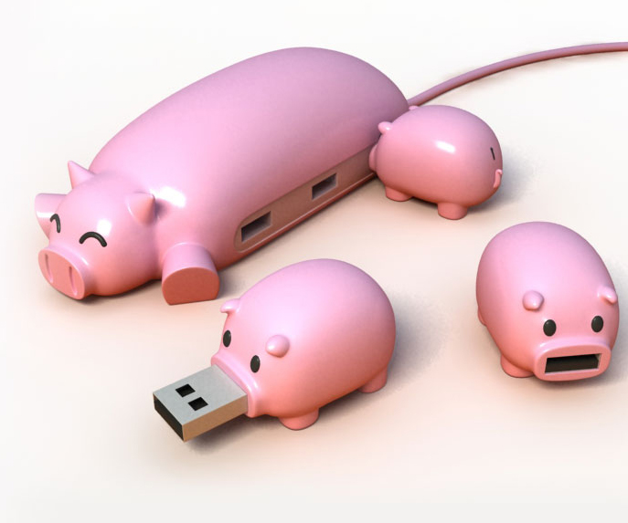 pig buddies usb hub Animal Buddy USB Hubs