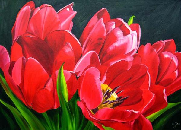 redtulips1600 431 Beautiful Rose Paintings by Doris Joa