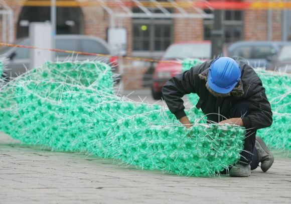 132265763419 Christmas tree made of plastic bottles in Kaunas, Lithuania 