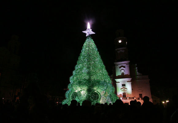 132301573624 Christmas tree made of plastic bottles in Kaunas, Lithuania 
