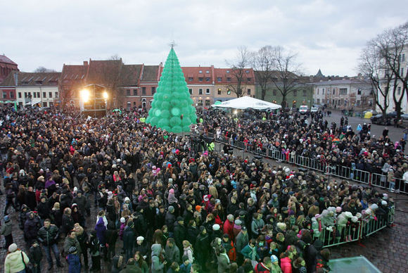 132301574403 Christmas tree made of plastic bottles in Kaunas, Lithuania 