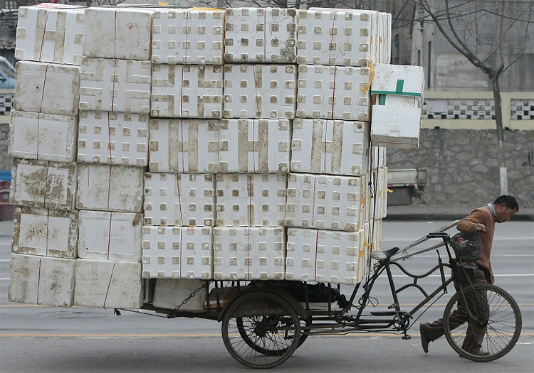 Overloaded Carts Bring Paper, Plastic, Bottles for Recylcing 411 Overloaded Carts Bring Paper, Plastic, Bottles for Recylcing