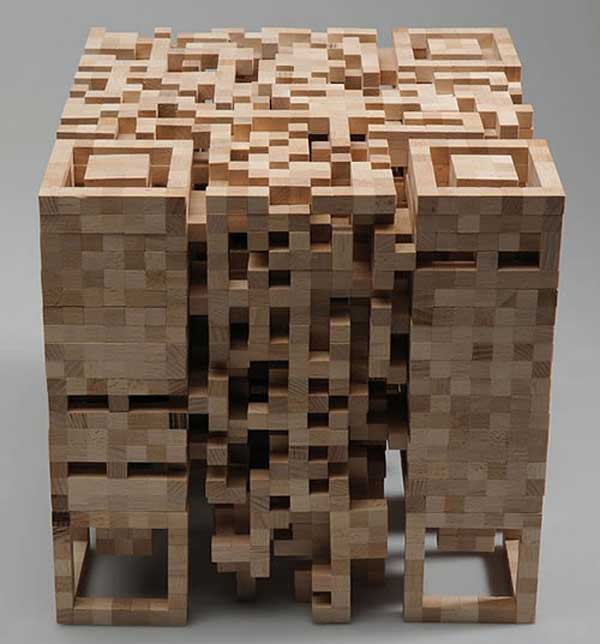 QR Code Sculpture 01 Wooden QR Code Sculpture
