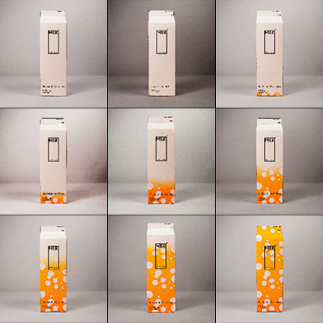 Milk carton that changes its color to indicate the freshness of its content. expirydate Milk carton that changes its color to indicate the freshness of its content.