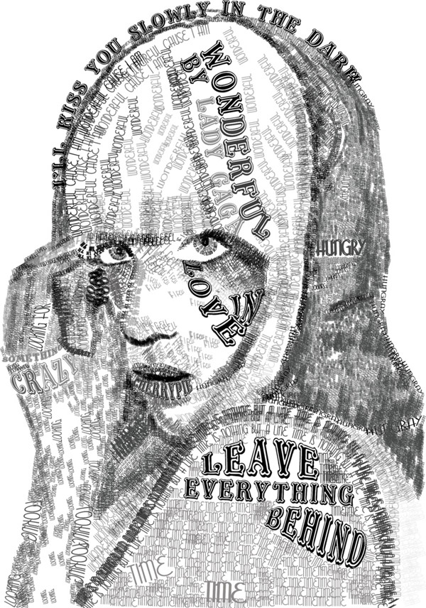 lady gaga typography by skye shettle1 pic on Design You Trust lady gaga typography by skye shettle1 10 Beautiful Human Portrait Typography Designs